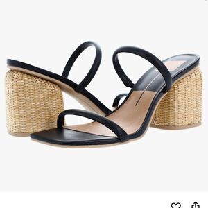 DOLCE VITA  Netra Black Stella Ratan Block Heel Sandals Size 7